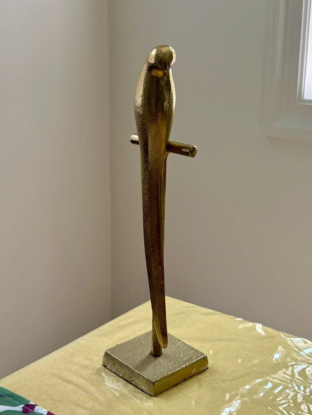Gold Parrot Figure on Stand